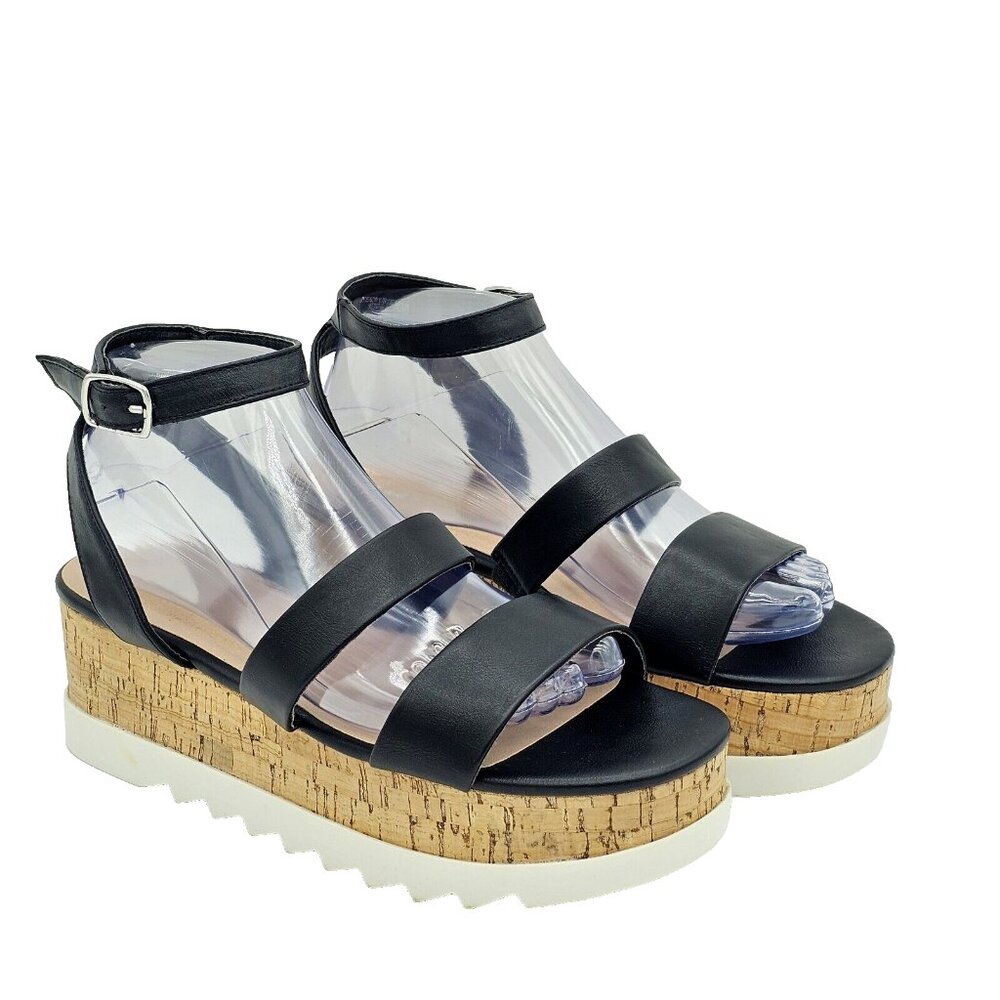 Madden Girl Womens Saliina Platform Sandals 8.5 Black Chunky Y2K 90s Retro Bratz